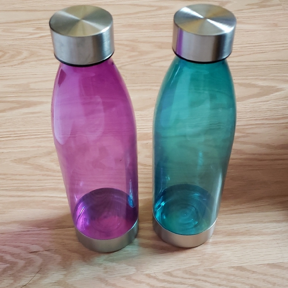 Stainless Steel and Plastic Water Bottles - Purple and Blue